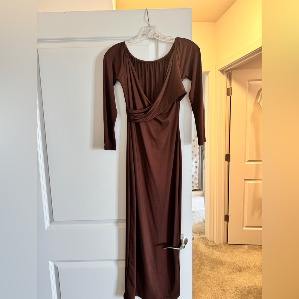 Chic Asymmetrical Brown Dress